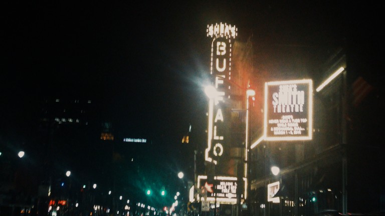 Buffalo sign in lights